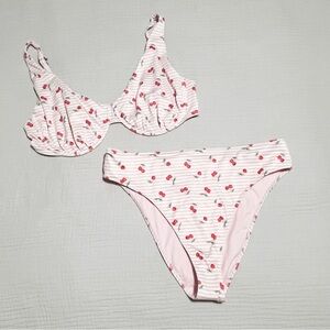 Women’s Hollister Pink & Red Cherry Print Bikini Set